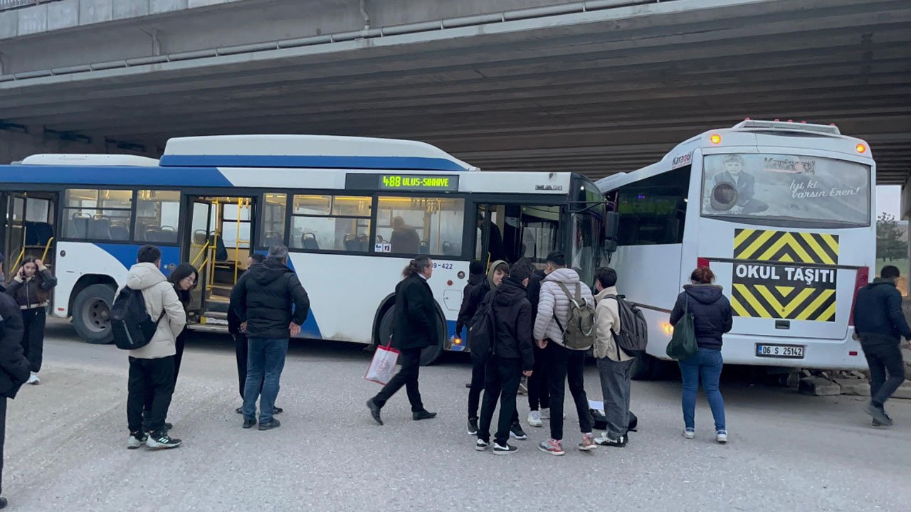 Akyurt'ta EGO otobüsü ile servis çarpıştı