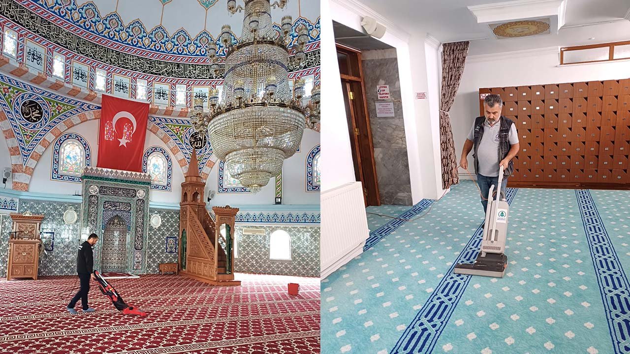 Pursaklar’da camiler dip köşe temizlendi, pırıl pırıl oldu