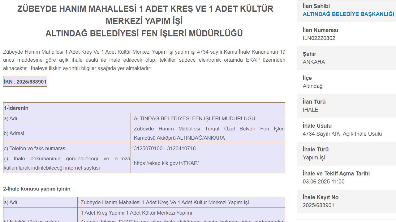 Altındağ Zübeyde Hanım’a kreş ve kültür merkezi müjdesi