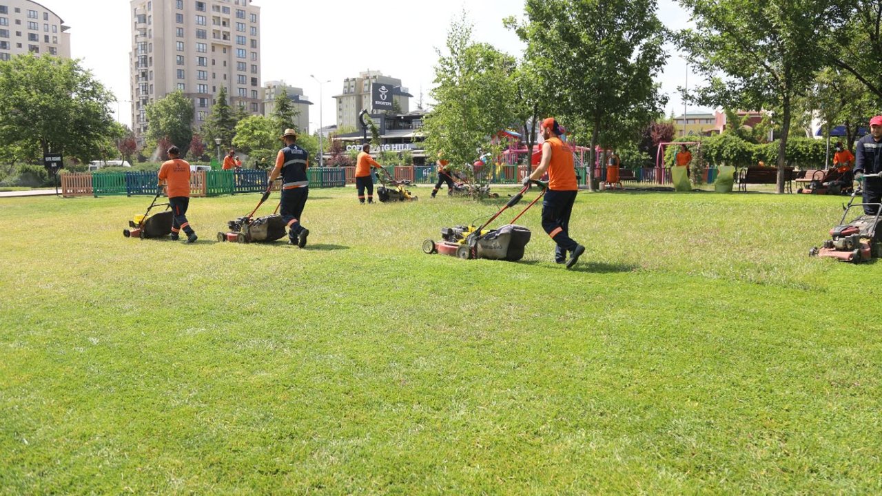 Çankaya’ya yaz geldi: Parklarda çim biçme seferberliği