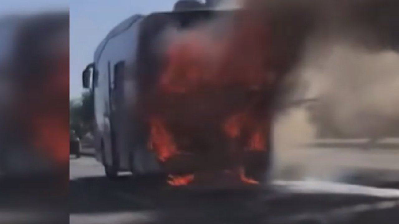 Polatlı'da öğrencileri taşıyan otobüste çıkan yangın korkuttu