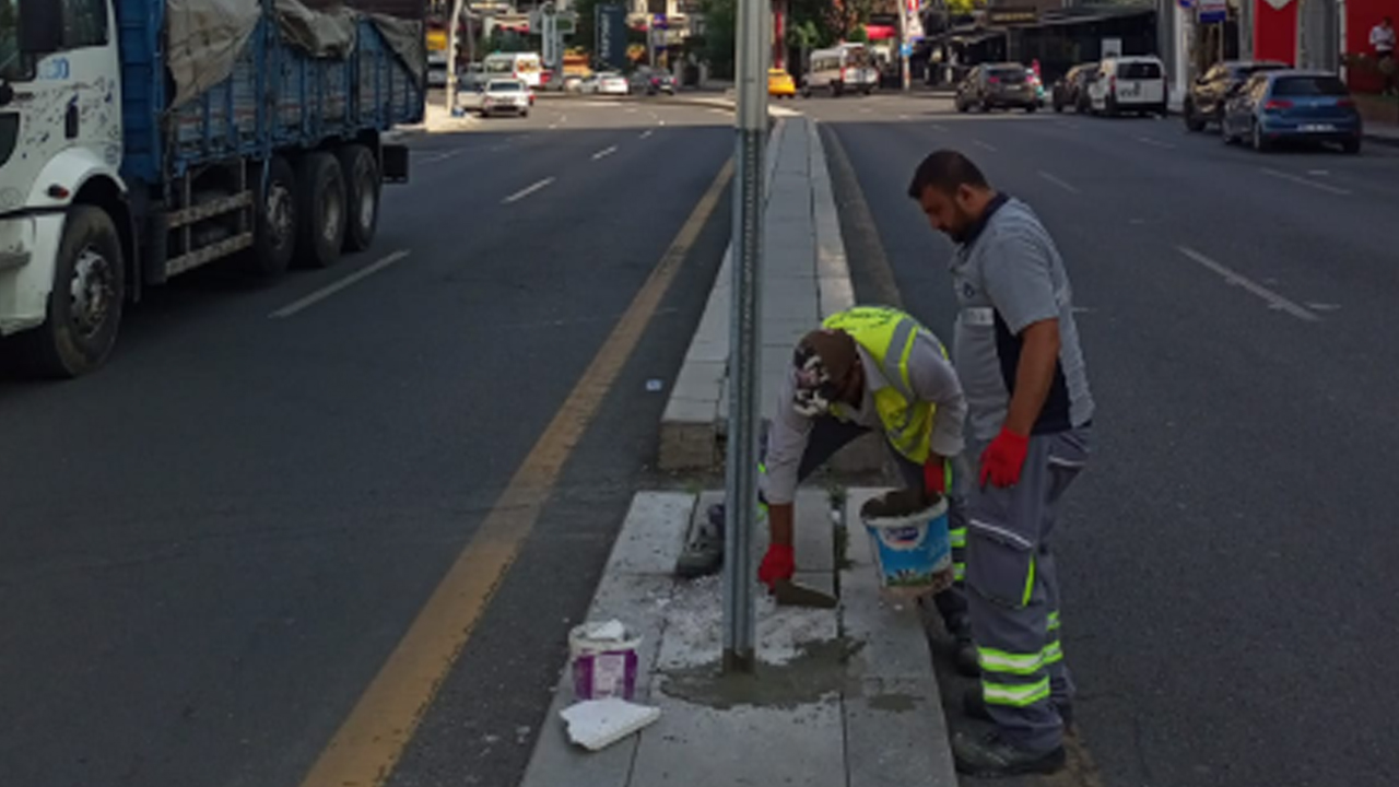 Ankara Çukurambar’da ekipler sahada: Bozuk yol onarıldı