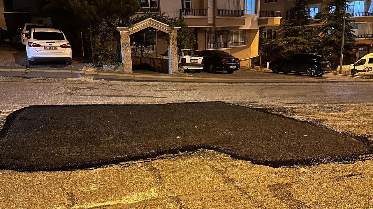 Keçiören Osmangazi Mahallesi’nde çöken asfalt tamir edildi
