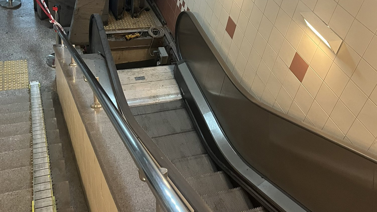 Eryaman 5 metro istasyonunda yürüyen merdivenler tamir edildi