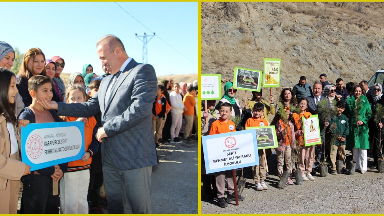 Ankara Altındağ’da çocuklar fidan dikti, doğada yürüyüş yaptı