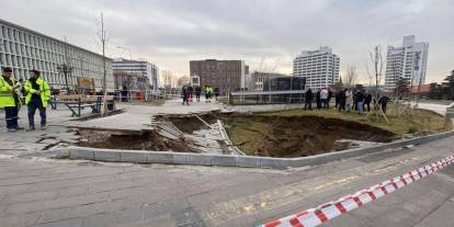 Ulus Yüzüncü Yıl Meydanı’nda göçük meydana geldi