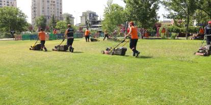 Çankaya’ya yaz geldi: Parklarda çim biçme seferberliği